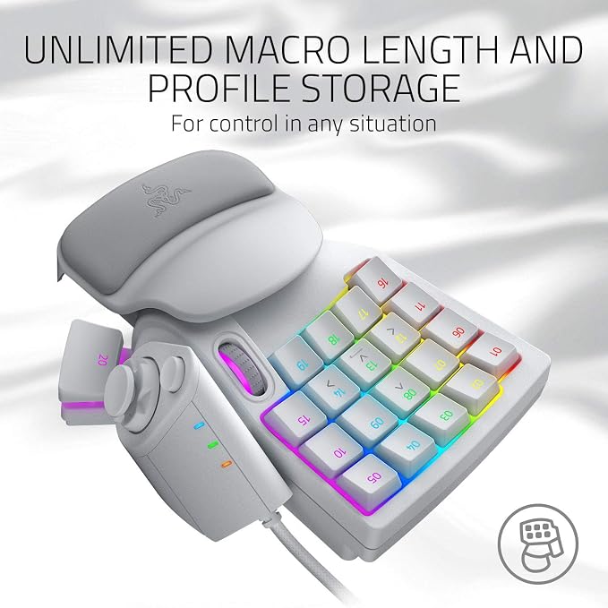 Razer Tartarus Pro Gaming Keypad: Analog-Optical Key Switches - Rapid Trigger - Adjustable Actuation - 32 Programmable Keys - Customizable Macros - Chroma RGB Lighting - Mercury White | Rapid Trigger, Adjustable Actuation, 32 Programmable Keys, Customi...