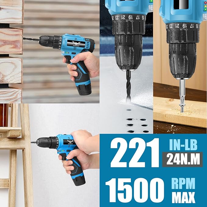 Tool Set - 12V Cordless Drill Kit, 146 Piece Home Tool Set With Power Drill, Tool Kits for Men & Women, Perfect for Homeowner, Diyer, Handyman
