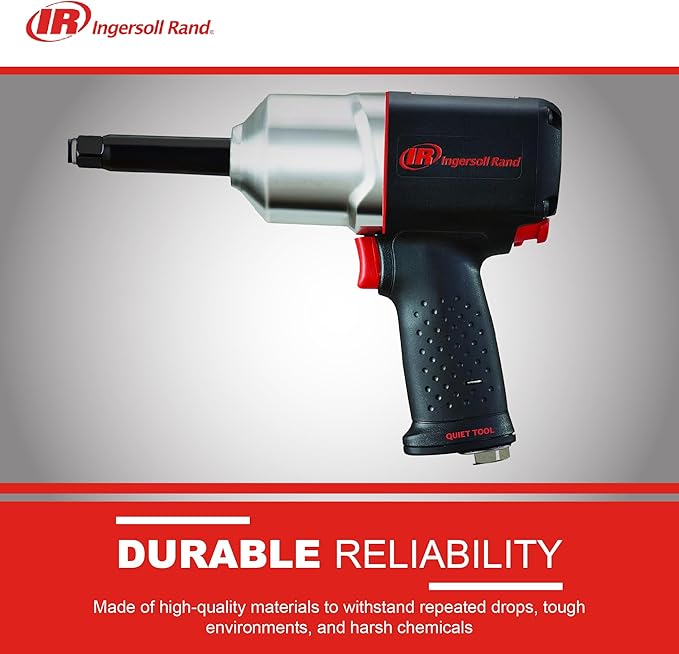 Ingersoll Rand 2135QXPA-2 1/2" Quiet Air Impact Wrench, Pistol Grip, 2" Extended Anvil, 780 Ft-Lbs Max Reverse Torque