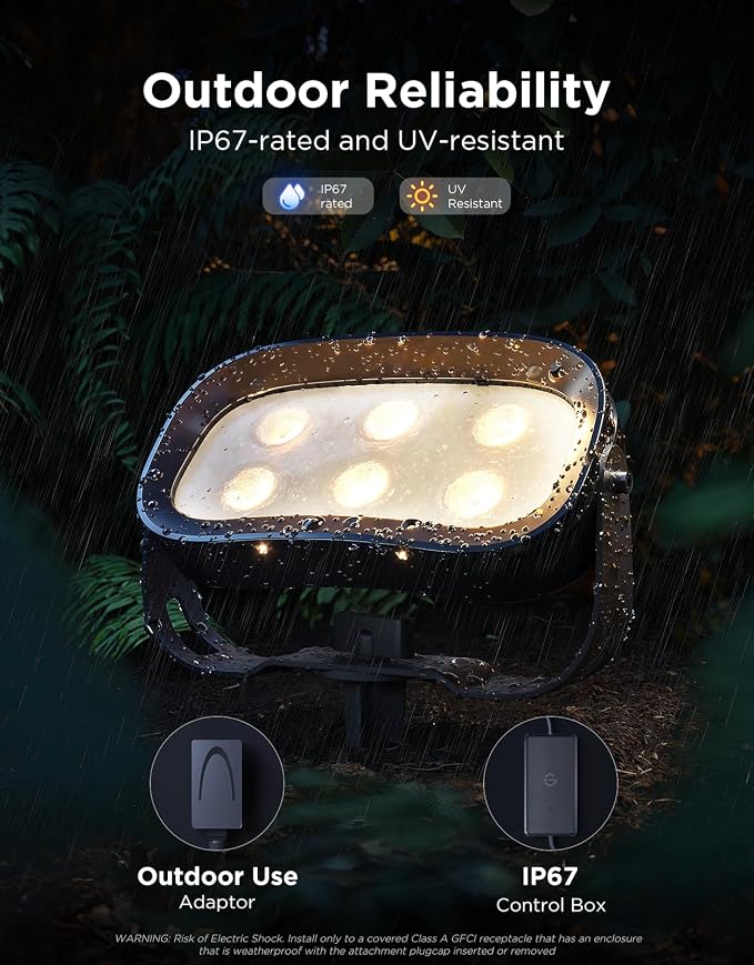 Govee Outdoor Tree Lights 3-Pack, RGBWIC LED Landscape Lighting | Outdoor Lights for Yard Garden Patio, 66 Scene Modes for Holiday Party and Event, App Control, Google Assistant, Matter
