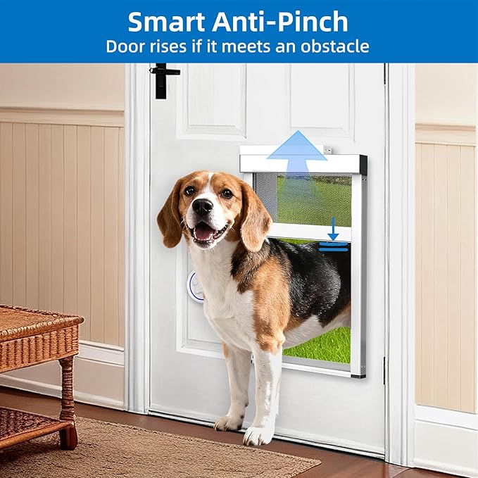 Extra-Large Electronic Dog Door,Pet Automatic Door Smart Aluminum Dog Door with Doorbell Activated Auto Lift, Lockable Weatherproof Telescoping Tunnel for Pets (XXL)