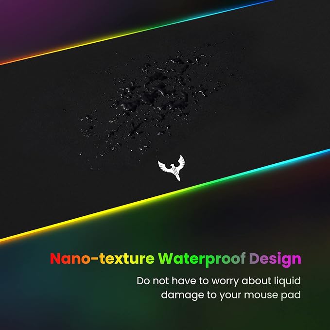 BladeHawks RGB Gaming Mouse Pad Extra Large Extended 31.5x12 Inch-Black | LED mouse pad with 14 lighting modes, covers keyboard & mouse, anti-slip rubber base, waterproof surface, USB powered