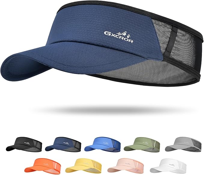 GXCROR Sports Sun Visor Hat Men Women, Lightweight Breathable Quick Dry Sports Sun Hat for Running Golf Tennis