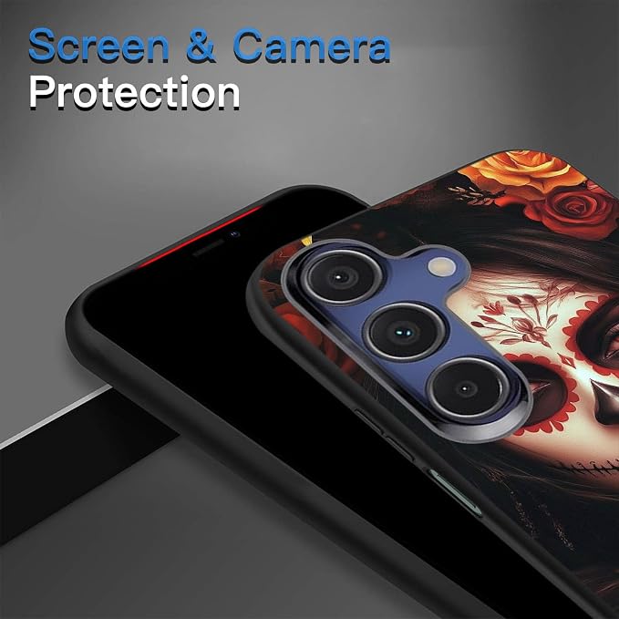 Designed for Galaxy A17 5G Phone Case,Slim Silicone Shockproof Protective Case for Galaxy A17 5G 6.7 inch,Day of The Dead Girl Art