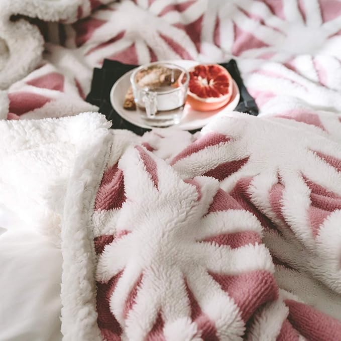 LOMAO Sherpa Fleece Blanket Gifts for Mom Dad Cozy Soft Throw Blanket for Women Men Birthday Gifts Dual Sided Couch Sofa Bed Blanket (Pink, 71''x80'')