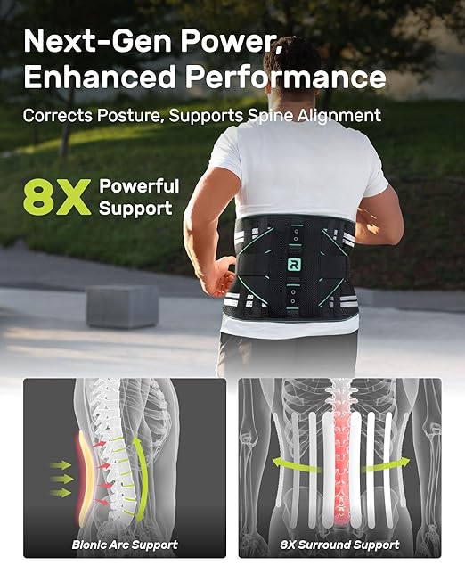 Back Brace for Lower Back for Women Men, Elastic Back Support Belt with 8 Stays for Lifting at Work, Breathable Soft Lumbar Support, Blue M