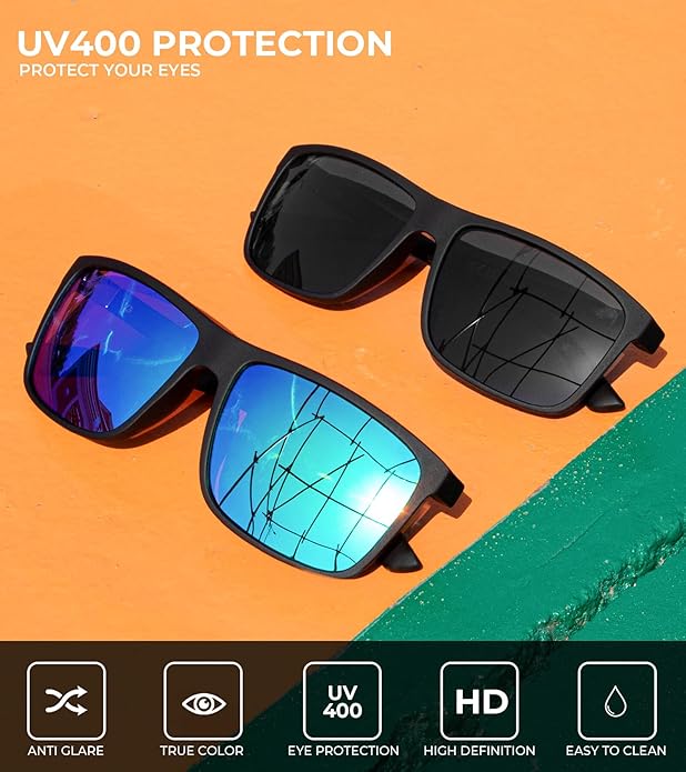 KALIYADI Polarized Sunglasses for Men and Women, Mens Sun Glasses with UV Protection for Driving Fishing Golf (3 Packs)
