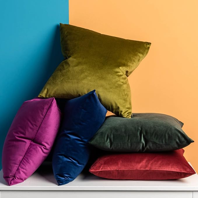 Throw Pillow Covers Set of 2 for Couch Velvet Cushion Cover 14x14,Navy Blue | Decorative Pillow Covers with Invisible Zipper for Sofa Living Room Bedroom Home Decor Modern