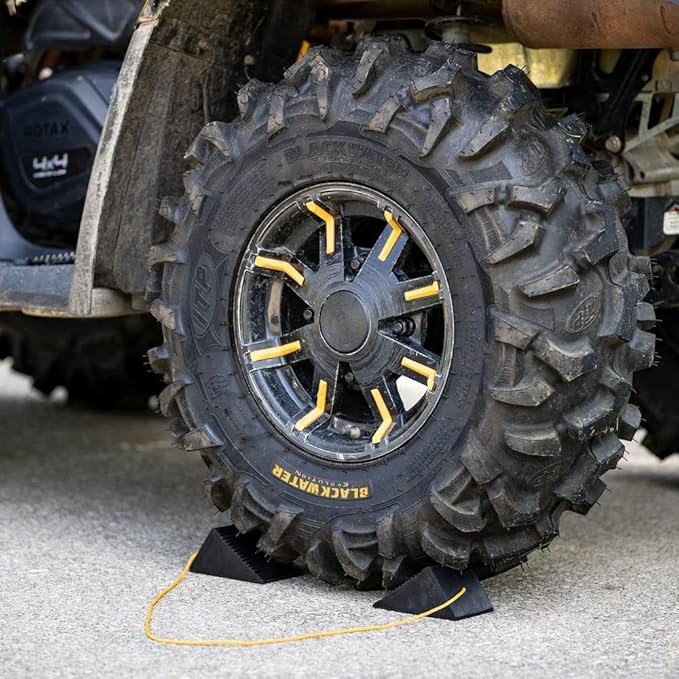 Buyers Products WC35225 Mini Rubber Wheel Chock Set, 5 x 3 x 2.25 Inches, 36 Inch Nylon Rope, Ideal For ATVs , Riding Lawnmowers And Gas-Powered Scooters, Rust And Chemical Proof