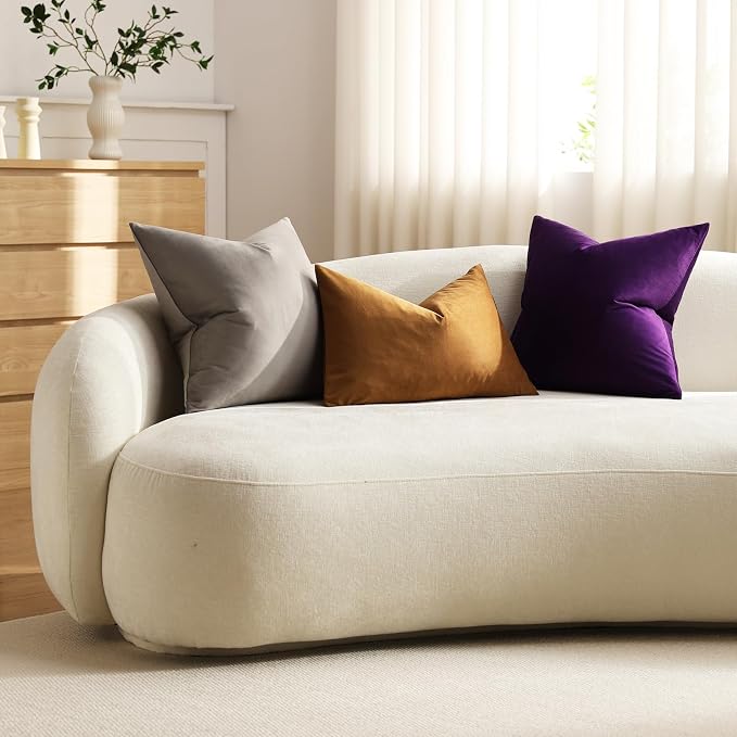 Throw Pillow Covers 18x18 Purple: Pack of 2 Cozy Soft Velvet Square Modern Luxury Decorative Throw Pillow Cases for Sofa Couch Living Room Bed Home Decor