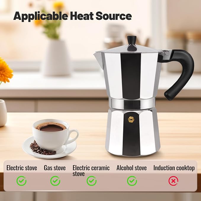 14 Cup Aluminum Moka Pot Classic Stovetop Espresso Coffee Maker 700ml 23oz Coffeemaker Percolator Mocha Pot Greca Coffee Maker Cafe Makers for Italian and Cuban Café Brewing Silver