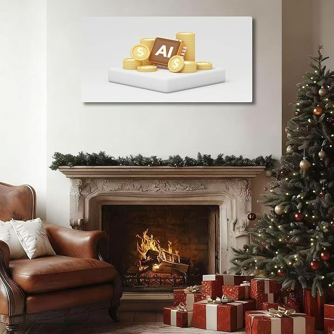 Wibinuki Wall Art Wall Decor Wall Paintings AI chip surrounded golden coins showing financial success, income for Living Room Bedroom Bathroom Home Decor Can Be Hung Directly 20"x 40"