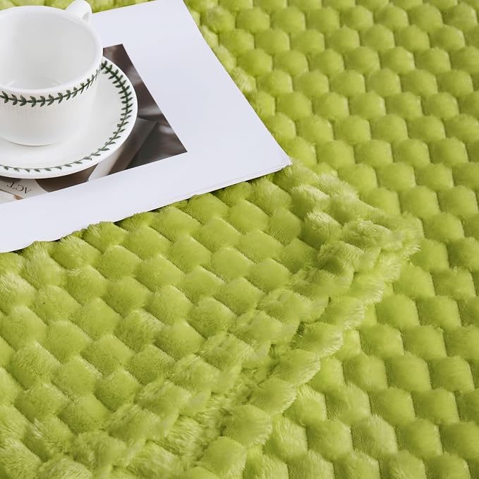 Bnuitland Flannel Throw Blanket, 300 GSM Fleece Cozy Warm Soft Home Decor Lightweight Bed Sofa Blanket for Adults, Suitable for All Seasons(Fruit Green,50X71 inches with Pillow Cover)