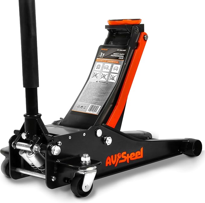 AV Steel Low Profile Floor Jack 3 Ton (6600 lbs), Heavy Duty Hydraulic Jack for Car, Heavy-Duty Floor Jack with Dual Pistons Quick Lift Pump, Car Floor Jack with Lifting Range 3-1/8'' to 19-7/8''
