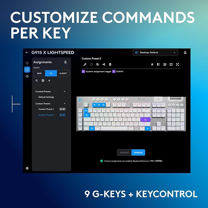 Logitech G915 X Lightspeed Wireless Gaming Keyboard (Tactile) - White | Low-Profile, Double-Shot PBT Keycaps, Fully Programmable Keys, RGB Backlighting, Sleek Aluminum Finishing, GL Brown