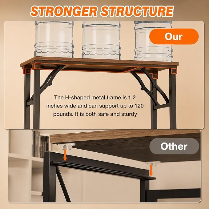Folding Table Computer Desk - 35.8" No Assembly Folding Desk with Power Outlets & USB Charging Port, Small Desk, Foldable Office Desk, Compact Storage Portable Use for Small Space, Dark Walnut