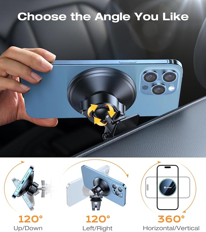 VICSEED for MagSafe Car Mount [Upgraded Strongest Magnet Power] Magnetic Phone Holder for Car Vent 360 Adjustable Magnetic Car Phone Holder Mount for iPhone 16 Pro Max 15 14 13 12 Plus Mini
