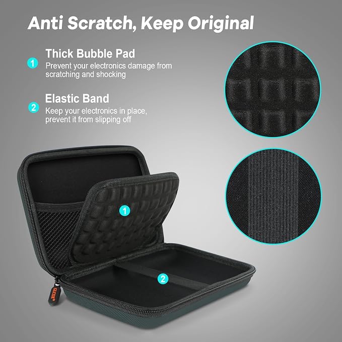 Shockproof Hard Shell Case - Large Electronic Organizer Carrying Case for External Hard Drive, Power Bank, Charger, Battery, GPS, Cell Phone - Portable Storage Pouch Bag Travel Case - Grey Blue
