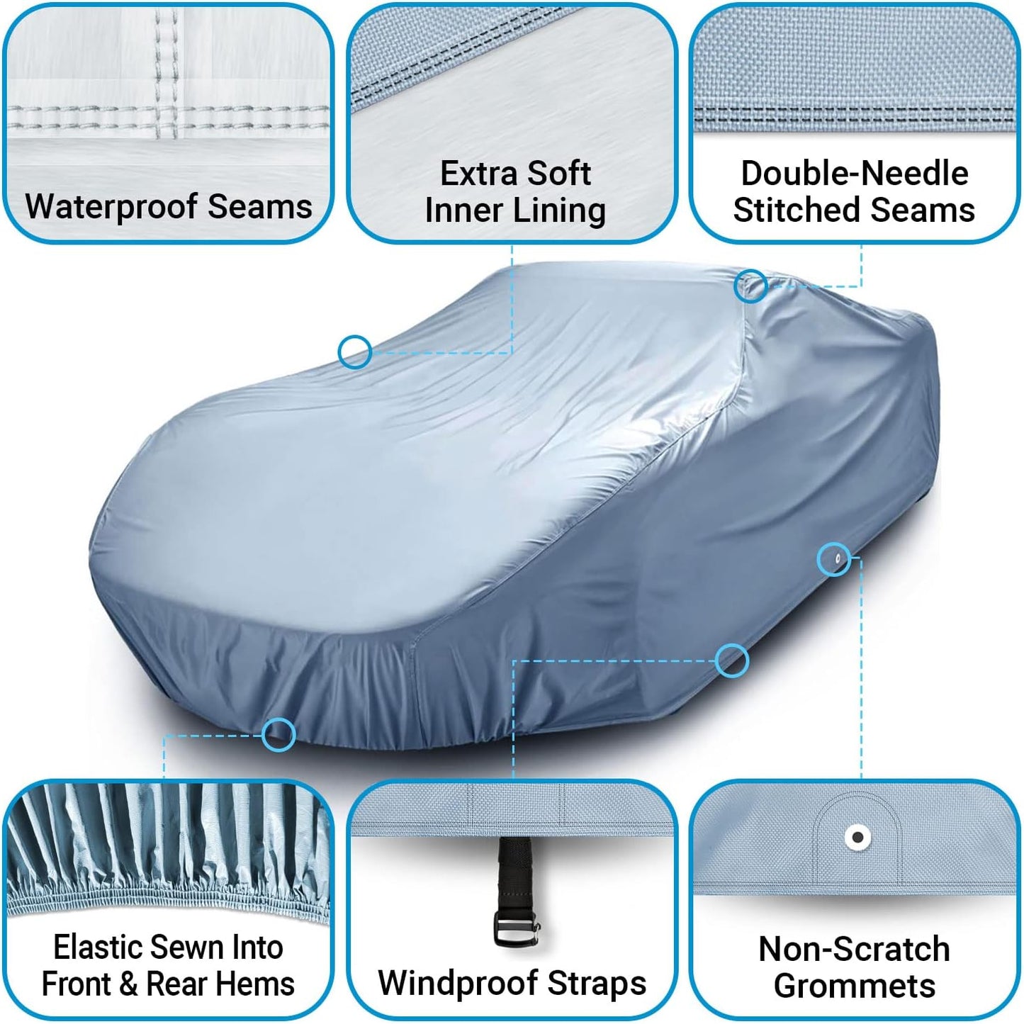 iCarCover Premium Car Cover for 1965-1972 Buick GS, Gran Sport Heavy Duty Waterproof All-Weather Automobiles Custom Fit Indoor Outdoor UV Snow Protection Covers with Straps and Bag