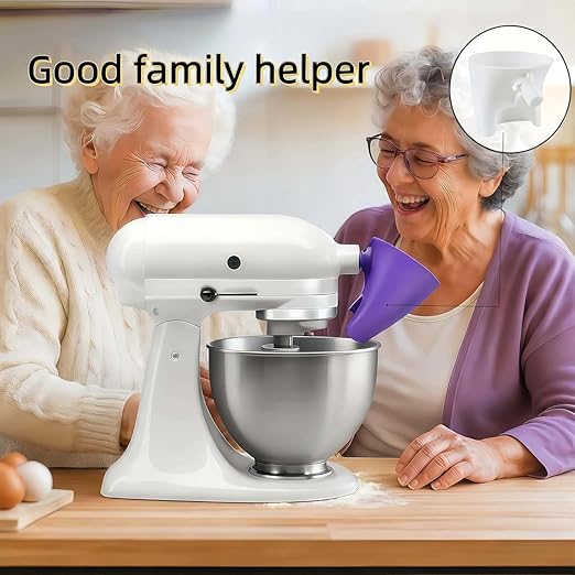 Flour Funnel for KitchenAid Mixer - Compatible with 5 Qt & 4.5 Qt Bowl-Lift Models | Dishwasher Safe, Anti-Splash Design for Mess-Free Baking | Includes 2-Piece Set (Purple)
