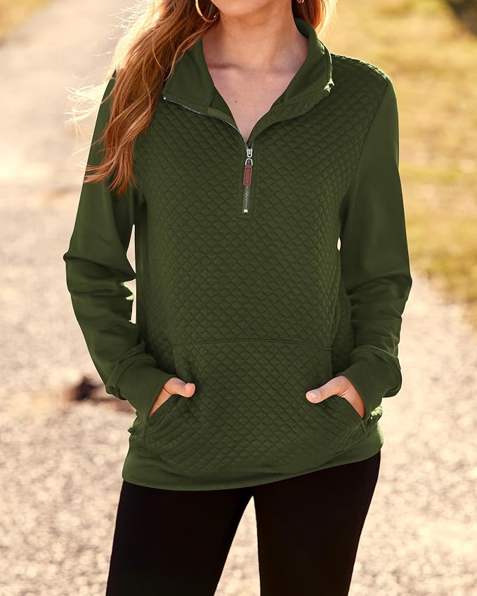 BTFBM Women Fashion Quilted Pattern Lightweight Zipper Long Sleeve Plain Casual Ladies Sweatshirts Pullovers Shirts Tops