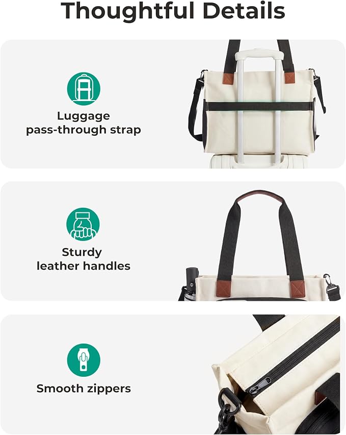 BAGSMART Small Tote Bag for Women, 13'' Laptop Canvas Work Bag with Zipper | 30oz/40oz Tumble & 11 Pockets Travel Tote, Teachers/Nurses, Lightweight Canvas or Water-Resistant Puffer Taslon Crossbody Bag