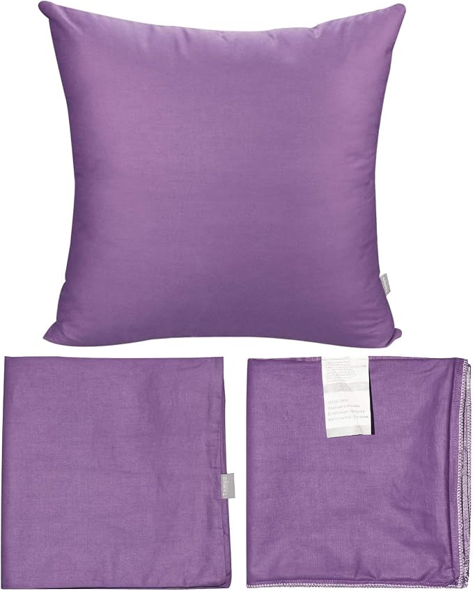 4-Pack 100% Cotton Comfortable Solid Decorative Throw Pillow Case,Thmyo Square Cushion Cover Pillowcase Sublimation Blank Pillow Covers DIY Throw Pillowcase for Sofa Couch(20x20 inch/ 50x50cm,Purple)
