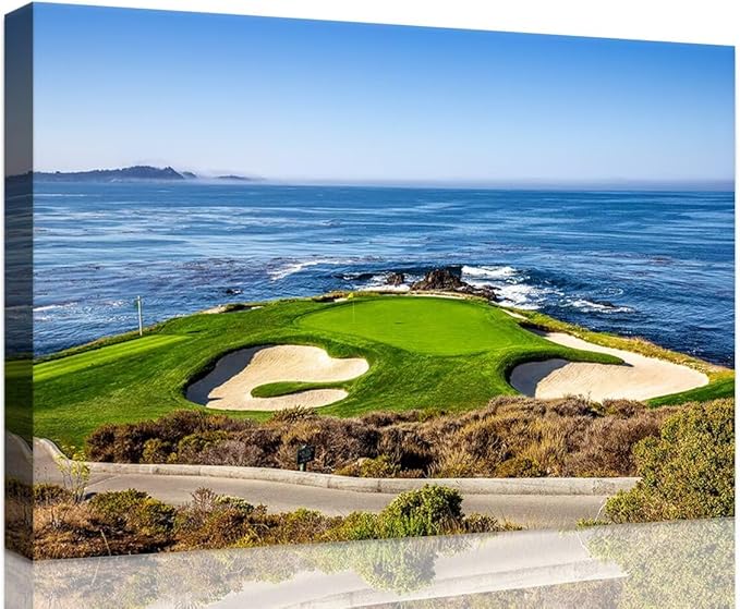 USA California Golf Course Wall Art for Living Room Bedroom Bathroom Home Decorations Golf Course Picture Poster Print on Canvas Modern Artwork Framed Ready to Hang(28''H x 44''W)
