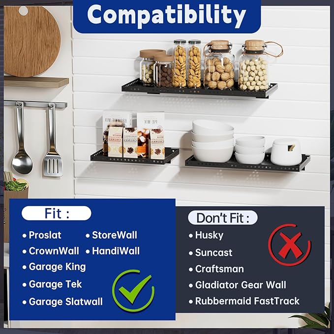 Heavy Duty Slatwall Shelf 30x12Inch, Steel Slatwall Accessories Storage Rack for Garage, Retail, Workshop (4, 30x12Inch)