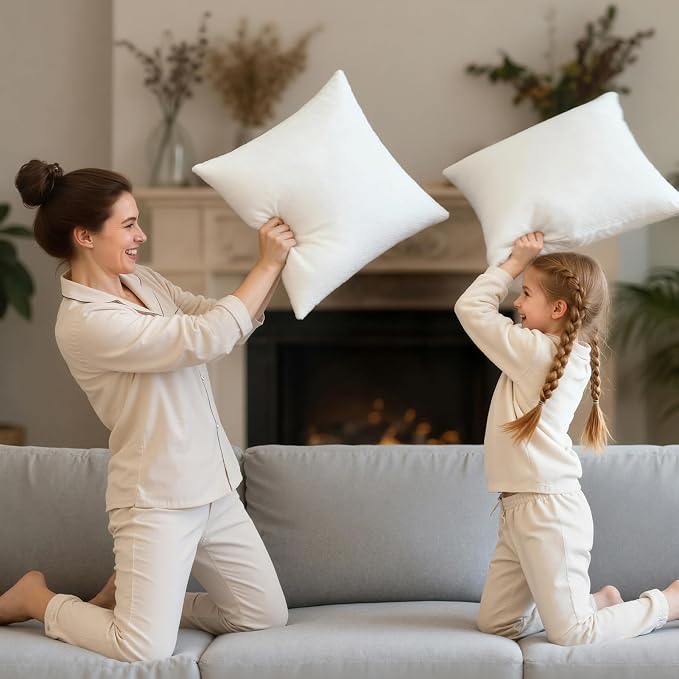 Phantoscope Pillow Inserts, Hypoallergenic 100% Virgin Fiber Square Form Microfiber Throw Pillow Inserts, Couch Bed Pillows, 12x20 Inch (Pack of 4) | 100% Virgin Fiber Hypoallergenic Lumbar Pillow Soft Throw Pillow Inserts, Lightweight Throw Pillows fo...