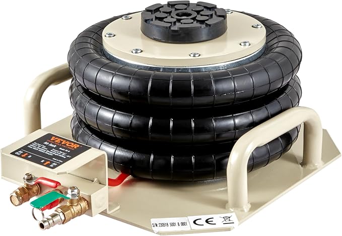 VEVOR Air Jack, 3 Ton/6600 lbs Triple Bag Air Jack, Airbag Jack with Six Steel Pipes, Lift up to 17.7 inch/450 mm, 3-5 s Fast Lifting Pneumatic Jack, with Side Handles for Car, Garage, Repair