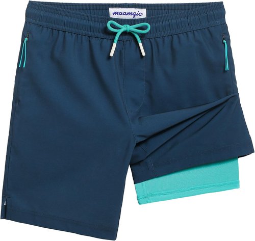 Maamgic Boys Swim Trunks - Compression Liner & Anti-Chafe Design | Stretchy Swim Shorts with Zipper Pocket