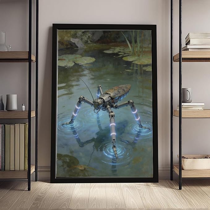 Framed Modern Sci Fi Wall Art for Living Room And Studio Futuristic Minimalist Decor 16x24in