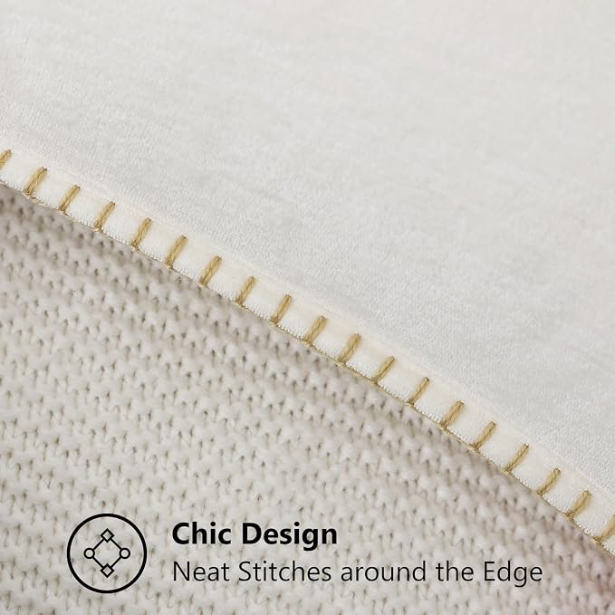 decorUhome Soft Chenille Throw Pillow Covers 20x20 Set of 2 Cream White | Fall Textured Decorative Throw Pillow Cases Stitched Edge Modern Farmhouse Luxury Boho Velvet for Couch Sofa Bed Home Decor