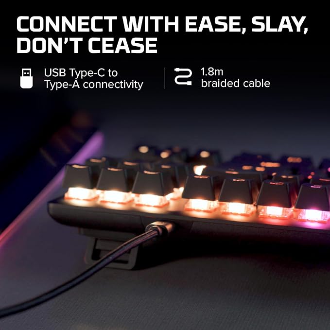 HyperX Alloy Origins Core - Tenkeyless Mechanical Gaming Keyboard, Software Controlled Light & Macro Customization, Compact Form Factor, RGB LED Backlit, Tactile HyperX Aqua Switch,Black