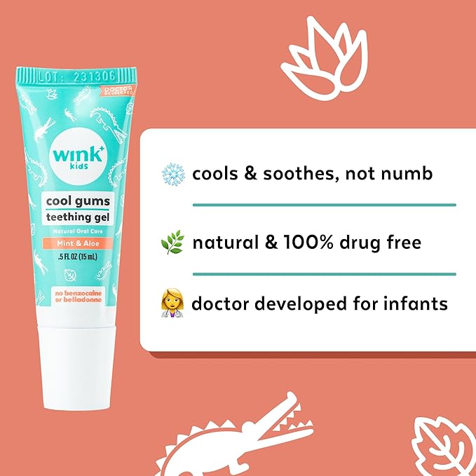 Wink Well Baby Teething Relief for Infants and Kids, Cooling, Soothing Natural Gel for Sore Gums and Other Teething Discomfort, May Be Used As A Toddler Training Toothpaste (Twin Pack, 15 ml Each)