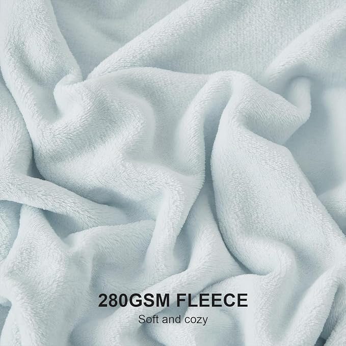Hansleep Throw Ice Blue Fleece Blanket, Soft Flannel Bed Blanket | Fuzzy Cozy Blanket 50x60 Inches, Multi-use for Bed, Sofa, Couch, Travel, Camping, All Season Warm Lightweight Cover
