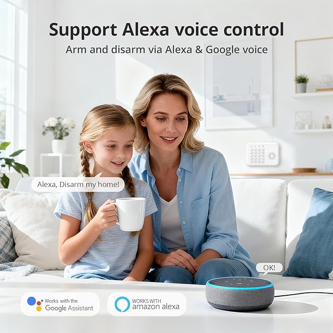 Alarm System for Home Security,WiFi+GSM/4G Instant App Alerts Smart Wireless Door & Window Alarms for Home,Remote or Smart Life/Tuya APP Control,Compatible with Alexa or Google Easy to Install