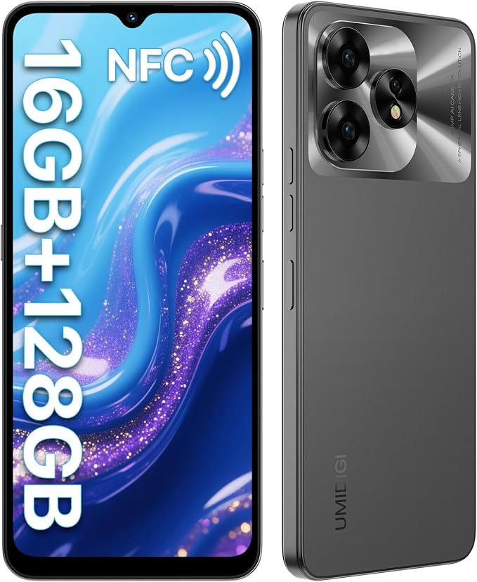 UMIDIGI A15C (8+8GB RAM+128GB ROM) Android 13 NFC Unlocked Cell Phone���48MP Ultra-Clear AI Camera Mobile Phone,5000mAh Battery Smartphone,6.7" HD Full View Display Dual Unlock Phone-Space