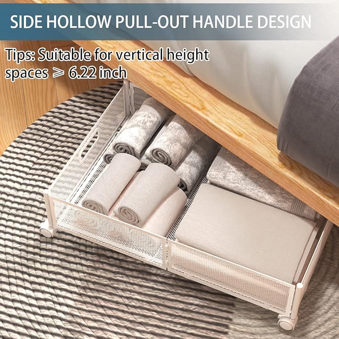 Under Bed Storage Containers, Under Bed Shoe Storage With Wheels, Foldable Bedroom Storage Organization with Handles, Under Bed Storage Bins Drawer For Clothes, Blankets And Shoes, Bedding