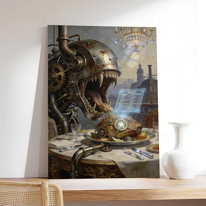 Framed Steampunk Fantasy Wall Art for Living Room And Dining Room Vintage Industrial Decor 12x18inch(30x45cm)