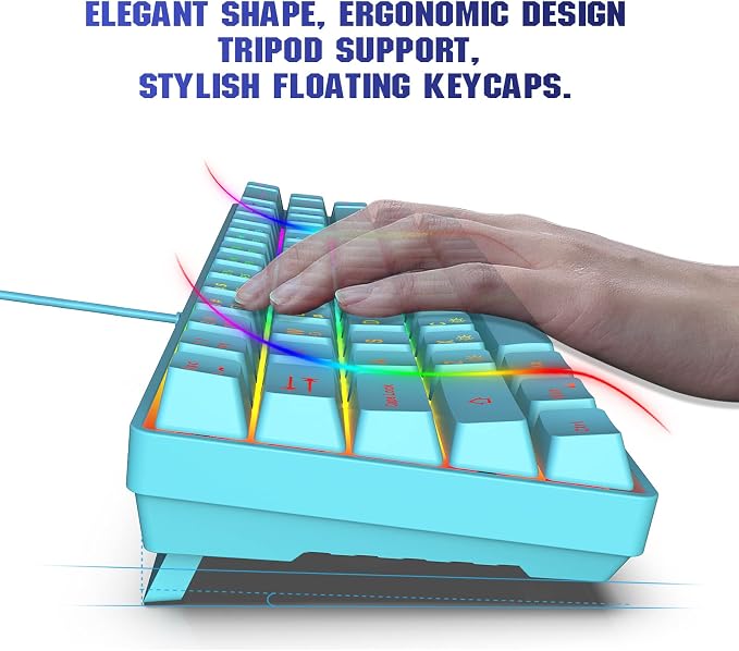 Snpurdiri 65% Membrane Gaming Keyboard, RGB (68 Keys,Blue) | Compact Wired Small Gaming Keyboard for PC/Mac Gamer, Typist, Travel, Easy to Carry on Business Trip