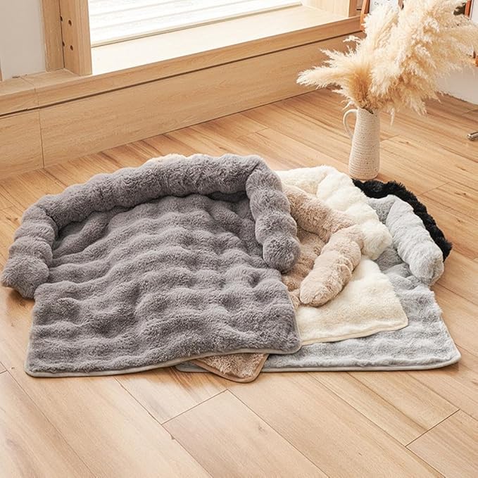 Waterproof Throw Blanket For Dogs & Indoor Cats,Dog Pad Washable Removable Couch Cover,Plush Long Fur Mat with Non Slip Silicone Base,Furniture Protector Gift for New Pet Parents,29.5"x29.5" (Black)