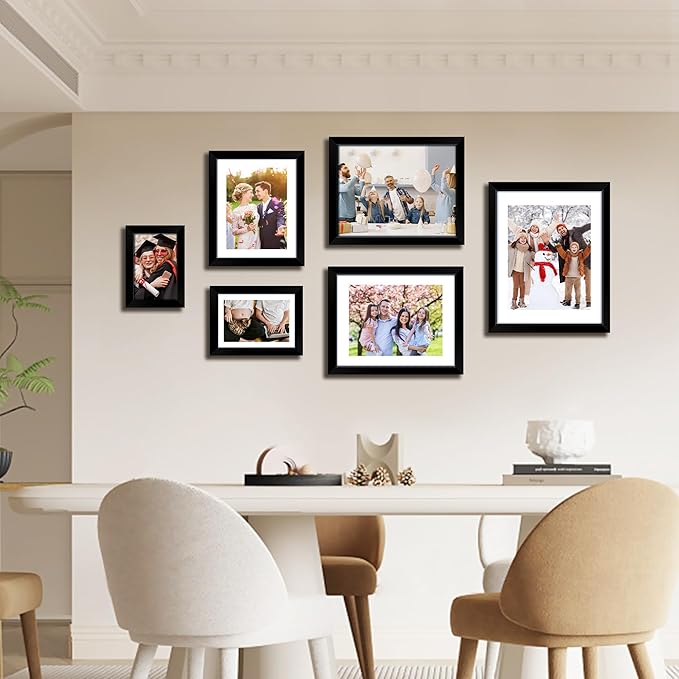 8.5x11 Picture Frame, Black Photo Frame with HD Plexiglass, Display Pictures 6x8 with Mat or 8.5x11 Without Mat, Picture Frames Collage for Tabletop or Wall Display, 2 Pack