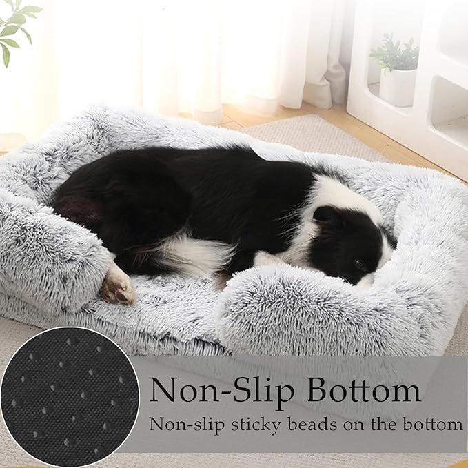 Dog Beds Medium Large Size Dog, Calming Dog Bed with Removable Washable Cover, Waterproof Lining and Nonskid Bottom(Gradient-Rose Pink,L)