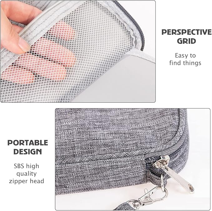 4Pcs Electronic Organizer Bag,Small Travel Tech Cable Organizer Pouch, Waterproof Travel Cord Organizer Portable Carrying Case Portable for Cord Charger Earphone USB SD Card Cables Power Bank,Grey