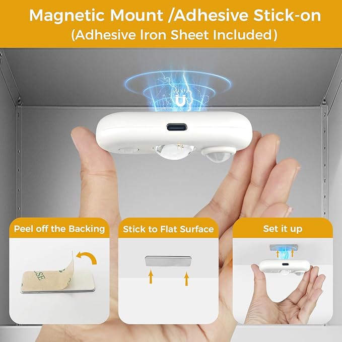 LED Motion Sensor Puck Lights, Small Rechargeable Under Cabinet Light, Dimmable Warm White Closet Lights, Lithium-ion Battery Wireless Under Cabinet Lighting for Drawer, Kitchen(6 Pack, White)