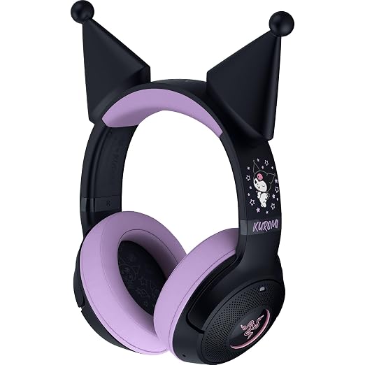 Razer Kraken Kitty V2 BT Wireless RGB Headset, Kuromi Edition | Chroma RGB Kitty Ears & Earcups, Bluetooth 5.2, 40 mm Drivers, Noise-cancelling Mics, Lightweight, USB-C, 40 Hr Battery