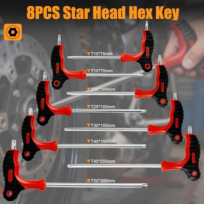 16PCS T Handle Allen Wrench Set, Heat-Treated Hex and Torx Wrench Set with Case, Metric Long Arm Hex Key Set for Basic Home Repair and Mechanical Maintenance