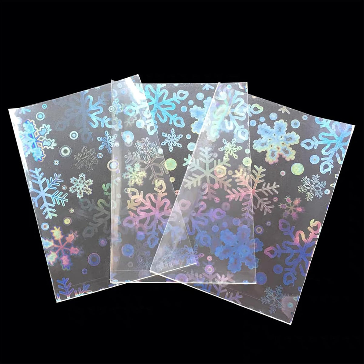 Skiennix Holographic Card Sleeves - 100 PCS Colorful Snowflake Design for Kpop & TCG Cards | 65x90mm